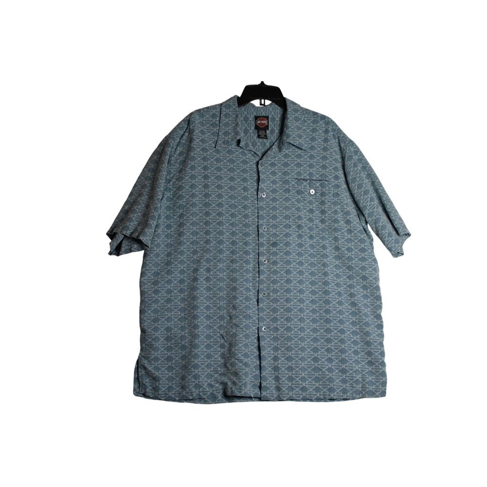 Harley Davidson HD Shield Pattern Silk Tori Richard Button Down Shirt Mens 2XL X